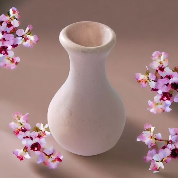 Vintage Mini Bud Vase Pottery Teardrop Pale Pink Miniature Minimalist Farmhouse. - Picture 11 of 14